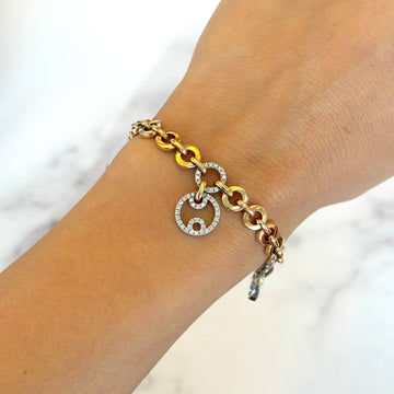 ROBERTO COIN Diamond Link Bracelet Open Circles 7" Inches 18K Rose Gold