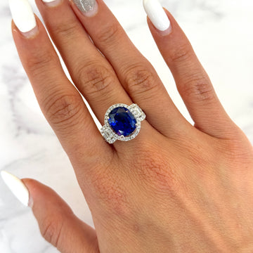 Royal Blue 6.78 CT Natural Sapphire Sri Lanka GIA Certified Diamond Ring