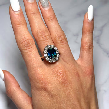 GIA Certified Blue Sapphire No Heat 4-4.5 CT Diamond Antique Ring 18K Gold