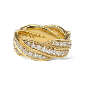 DAVID YURMAN Helios Men's Wedding Diamond 9mm Band 18K Yellow Gold Ring 10.25