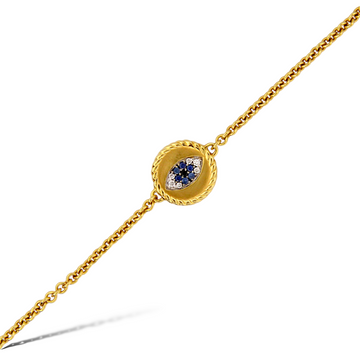 DAVID YURMAN Cable Collectibles Evil Eye Diamond & Sapphire Bracelet 18K Gold