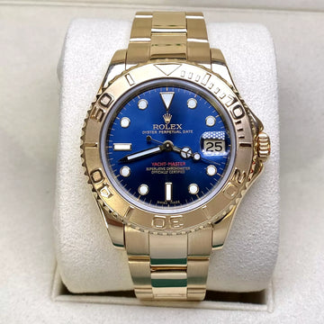 Rolex Yacht-Master Blue Dial 18k Solid Yellow Gold 35MM Automatic 68628