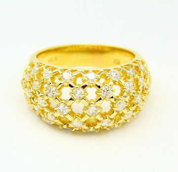 Estate Vintage 18K Yellow Gold Natural Diamond 1.20 ct Ring Size 6 1/4