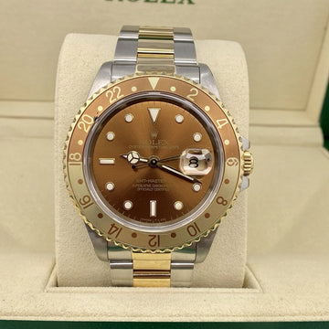 Rolex GMT-Master II Eye of the Tiger Rootbeer Two Tone Brown Dial Yellow Gold