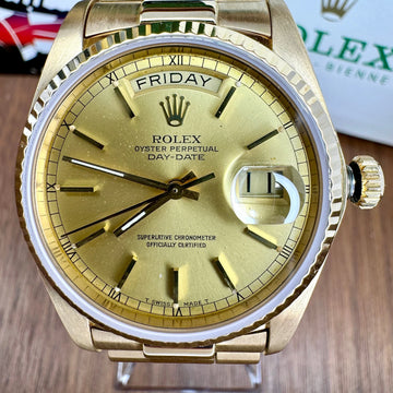 Rolex Day-Date 36mm Yellow Gold Fluted Bezel Champagne Dial President 1979