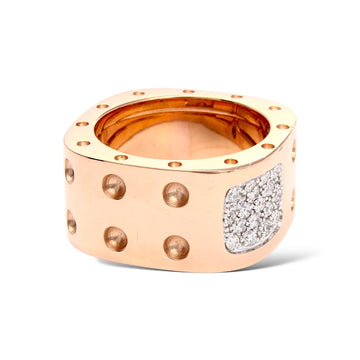 ROBERTO COIN Pois Moi Diamond Band Double Row Square Ring 18K Rose Gold