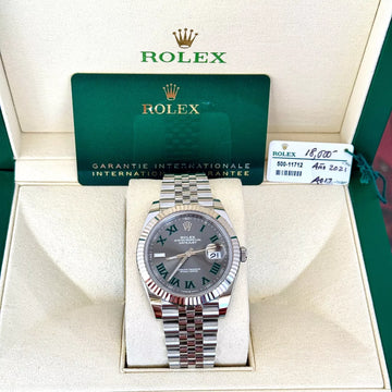 Rolex Datejust 41 126334 Wimbledon Jubilee Bracelet White Gold Fluted Bezel 2021