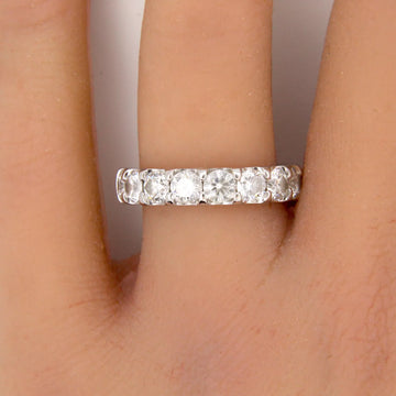 MEMOIRE Anniversary Band 1.80 CT Natural Diamond Round Cut Platinum Ring