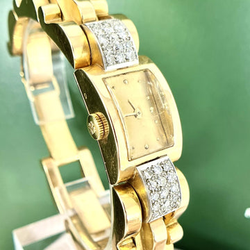 Patek Philippe Retro Vintage Ladies 18K Rose Gold Platinum Diamond Watch