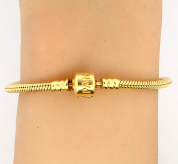 Pandora Moments Snake Chain 14K Yellow Gold Flexible Bracelet 8" Inches