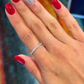 Eternity Band 0.86 CT Natural Diamond Round Cut 18K White Gold Ring