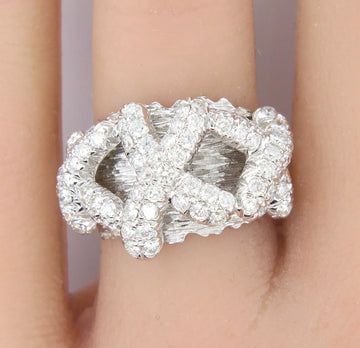 Hugs and Kisses Diamond Ring 18K White Gold  1.48 CT Size 6 NATURAL