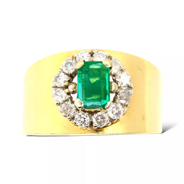 Estate 14k Yellow Gold 0.50 ct Natural Green Emerald Diamond Ring Size 7