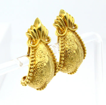 Cynthia Bach Designer Vintage 18K Large Yellow Gold Clip-On Etruscan Earrings