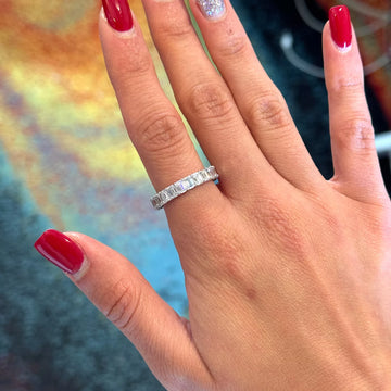 Diamond Emerald Cut Eternity Band 4.20 ct Classic Wedding Ring 18K White Gold