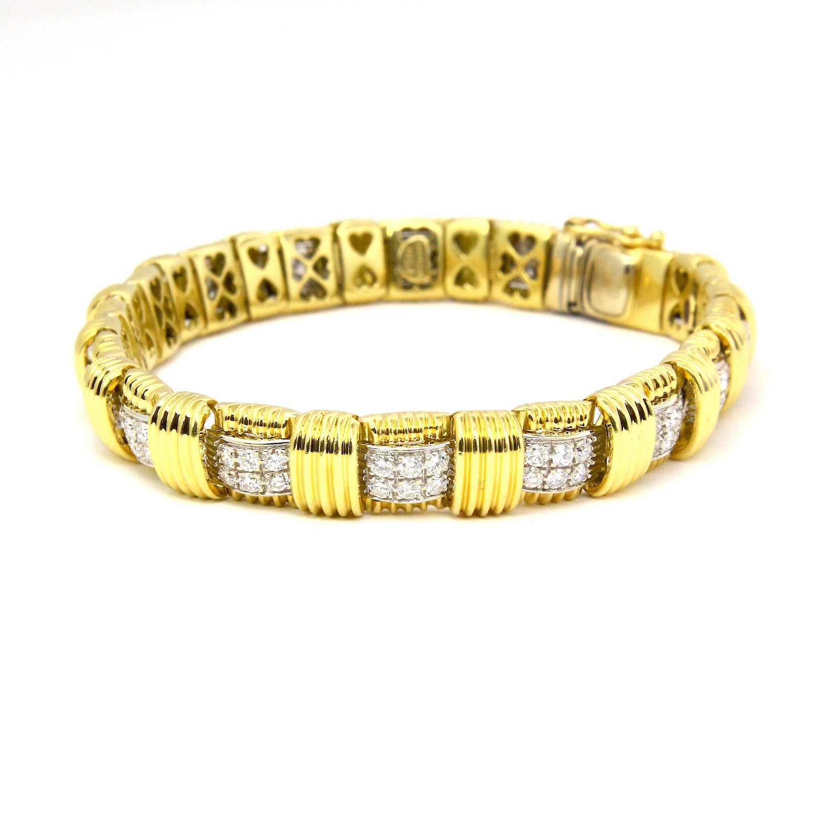 ROBERTO COIN Appassionata Diamond Link Bracelet 7" Inches 18K Yellow Gold