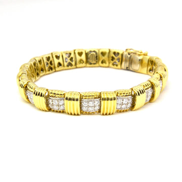 ROBERTO COIN Appassionata Diamond Link Bracelet 7" Inches 18K Yellow Gold