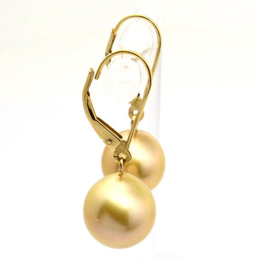 Large Golden South Sea Cultured Round Pearl Vintage Earrings 14K Yellow Gold