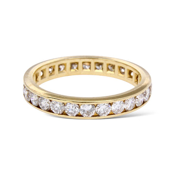 Eternity Band 1.10- 1.25 CT Natural Diamond Round Cut 14K Yellow Gold Ring