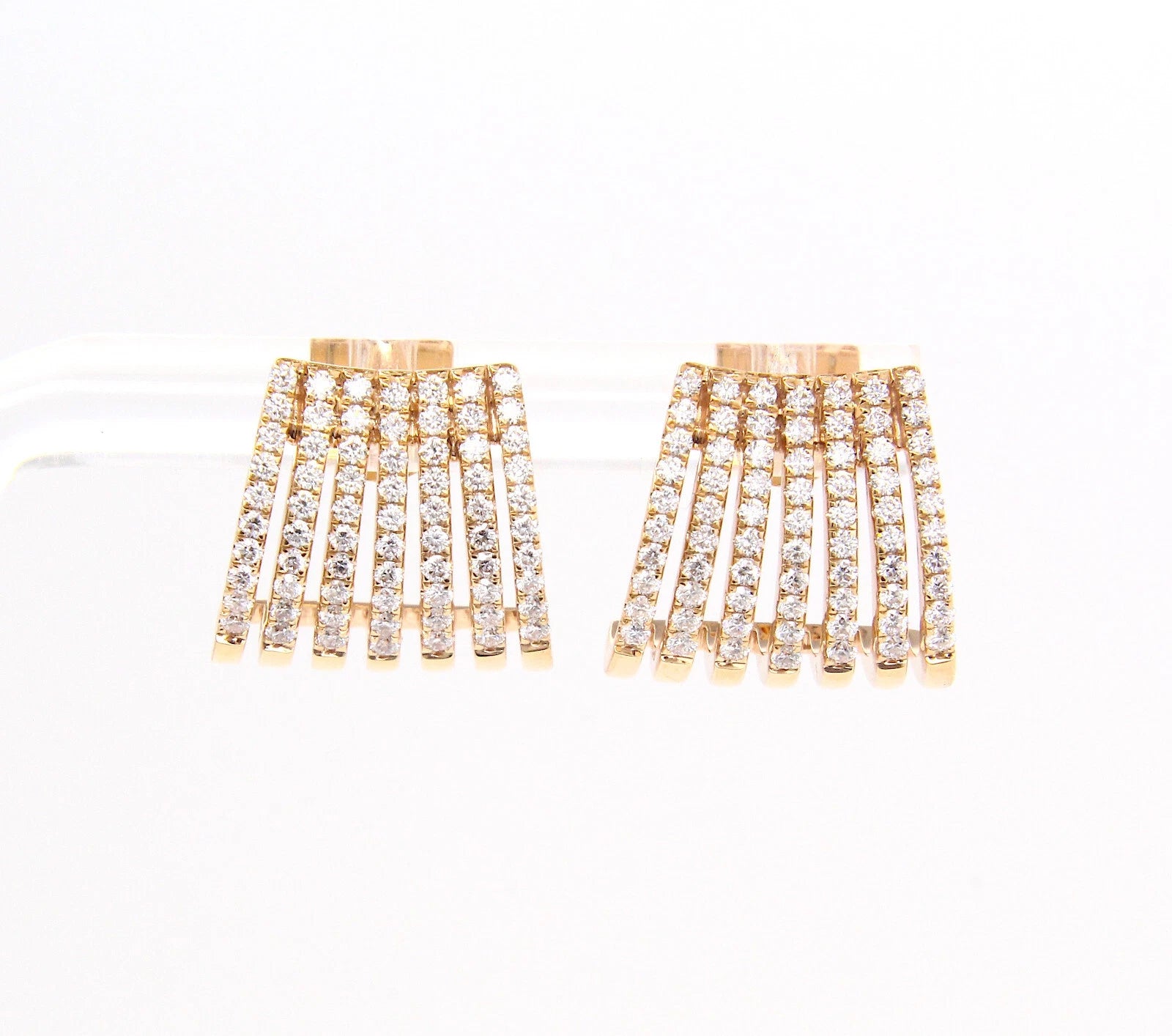 Diamond Fan Cluster Gold Stud Earrings 0.68 CT 18K Rose Gold