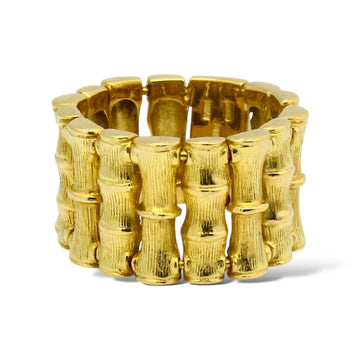 Estate Vintage Roberto Coin 18K Yellow Gold Wide Bamboo Italian Ring