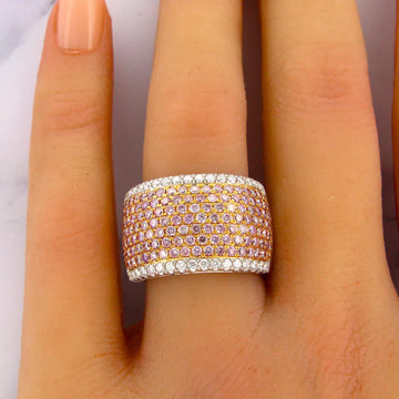Estate 18K Pink and White Natural Diamond 2.28ct Ring