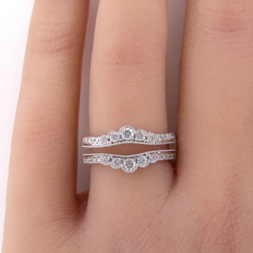 Diamond Double Wrap Band Enhancer 14K White Gold Ring 0.50 CT Size 6