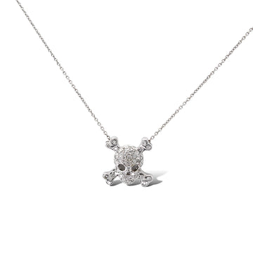 ROBERTO COIN Diamond Skull Pendant Necklace 18K White Gold