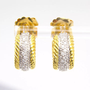DAVID YURMAN Diamond Huggie Hoop Earrings 0.25 CT 18K Yellow Gold