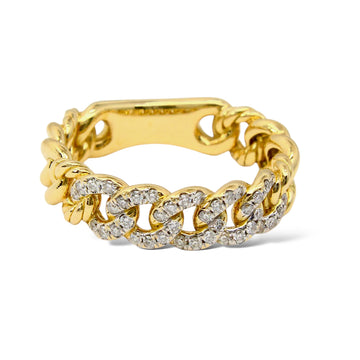 DAVID YURMAN Belmont Curb Link Diamond Ring 18K Yellow Gold Size 5 3/4