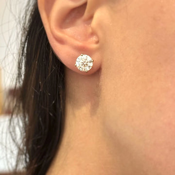 5.03 CT Natural Round Diamond Stud Earrings GIA H Color Excellent Cut White Gold