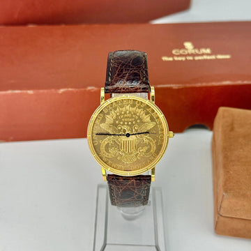 Corum Coin Watch Gold Eagle-Liberty $20 Quartz 18K Yellow Gold Diamond Crown