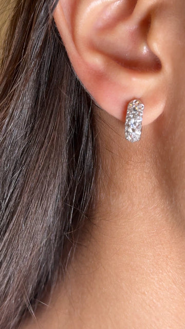 DAVID YURMAN Reverse Set Diamond Pavé Huggie Hoop Earrings 1.53CT 18K White Gold