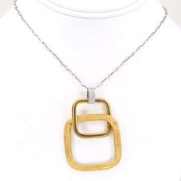 Geometric Link Pendant Necklace Diamond Bail 18K Yellow and White Gold