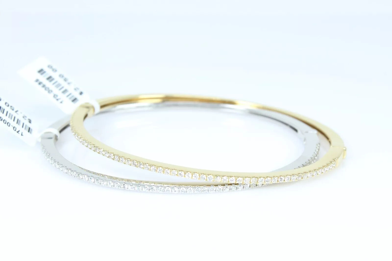 Set of 2 Diamond Bangle Bracelets  18k White Gold and 18k Yellow Gold 1.00 CTW