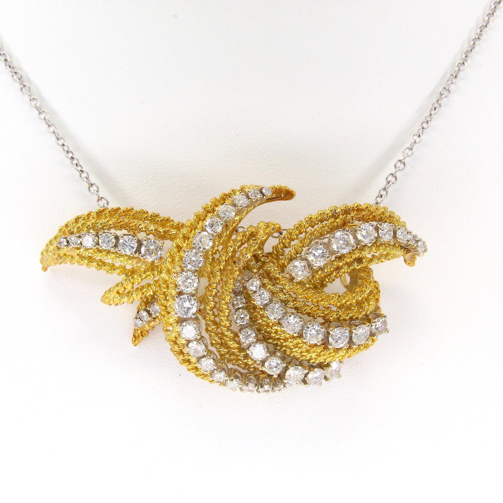 Large Estate 18k Yellow Gold 5.40 Ct Natural Diamond Slide Pendant Vintage Heavy