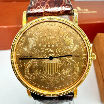 Corum Coin Watch Gold Eagle-Liberty $20 Quartz 18K Yellow Gold Diamond Crown