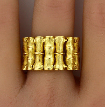 Estate Vintage Roberto Coin 18K Yellow Gold Wide Bamboo Italian Ring