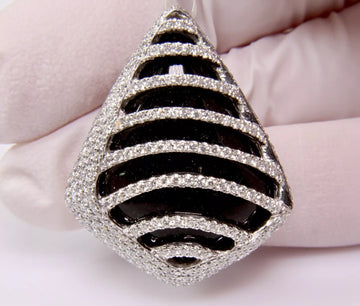 Estate 18k White Gold 1.53 ct Natural Diamond 20 ct Onyx Pendant G SI 10 Grams