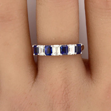 Estate 14K White Gold 1.25 CT Blue Sapphire 0.70 CT Diamond Vintage Ring