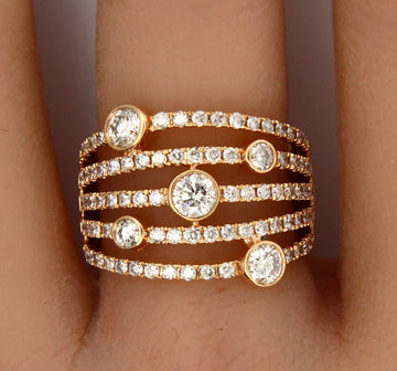 Estate Royal 14K Rose Gold 1.5 CT Natural Diamond Ring Ladies Size 7