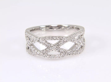 Estate 14k White Gold Natural Diamond Band Ring VS G-H 0.58 ctw 5.9 grams