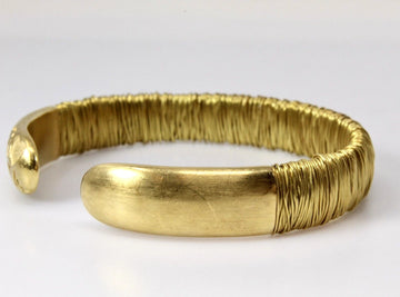 DESIGNER Pasquale Bruni 18k Yellow Gold Amor Est Vita Cuff Bangle Bracelet
