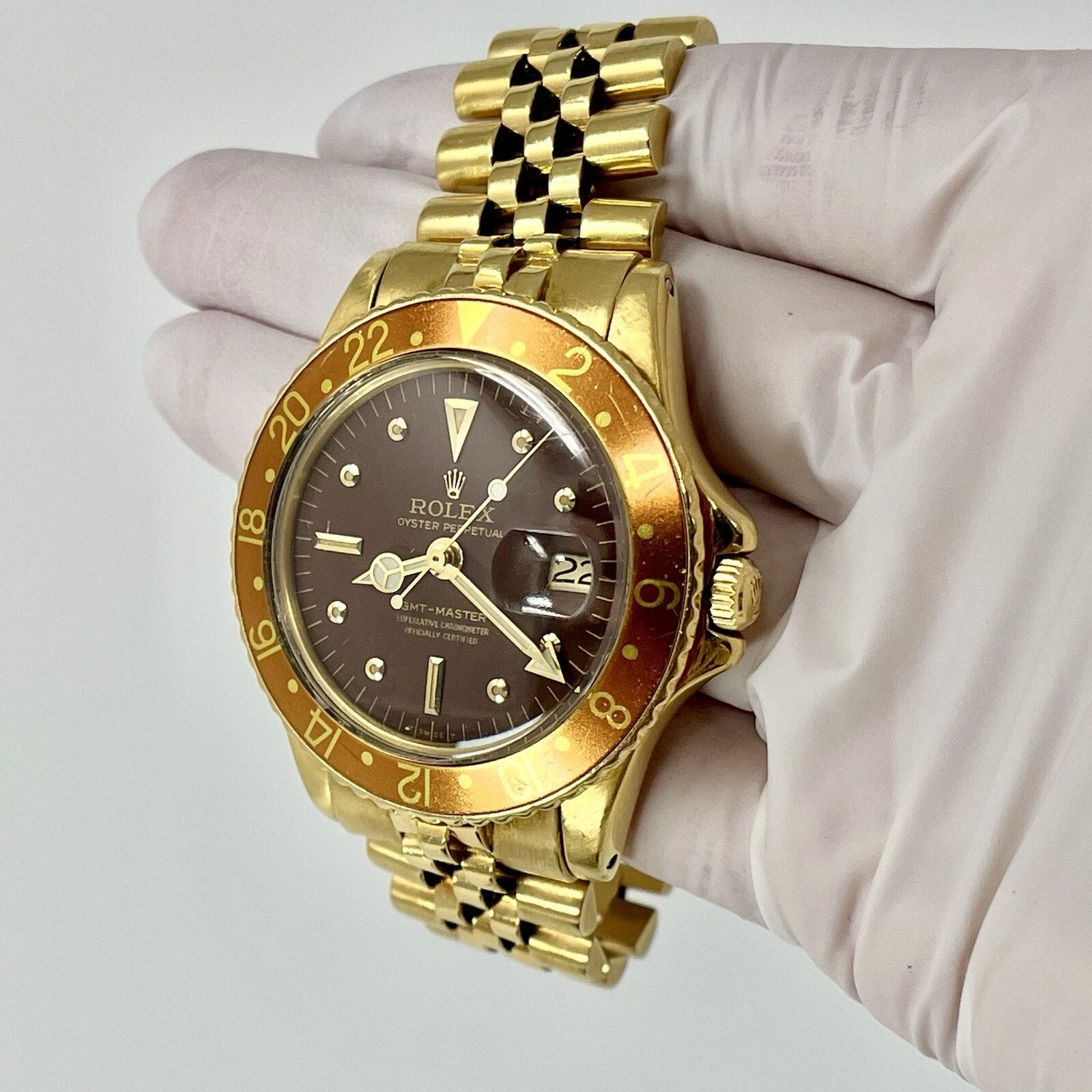 Rolex GMT Master 40 Brown Nipple 18k Yellow Gold Jubilee Root Beer Vin Rolex GMT Master 40 Brown Nipple 18k Yellow Gold Jubilee Root Beer Vin