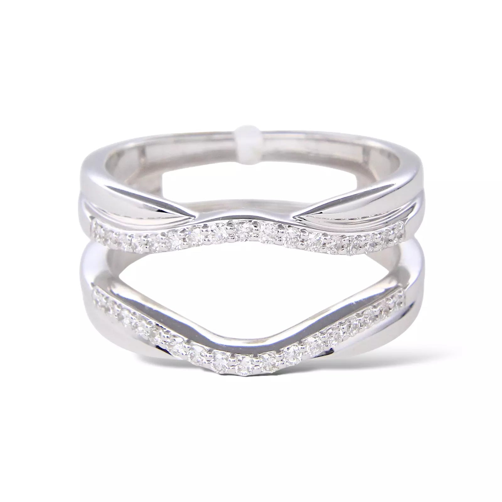 Diamond Double Wrap Band Ring Enhancer 14K White Gold Ring 0.20 CT Size 6