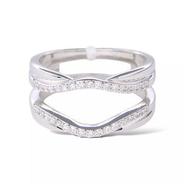 Diamond Double Wrap Band Ring Enhancer 14K White Gold Ring 0.20 CT Size 6