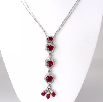 ORIANNE COLLINS Ruby and Diamond Necklace 1.90 CT 18K White Gold Impressive