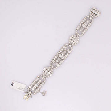 Art Deco 15.00 CT Diamond Platinum Bracelet 1920s Marquise Round Diamond Antique
