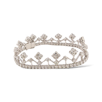 11.00 CT Diamond Tennis Bracelet 18k White Gold Estate Designer Piranessi Italy