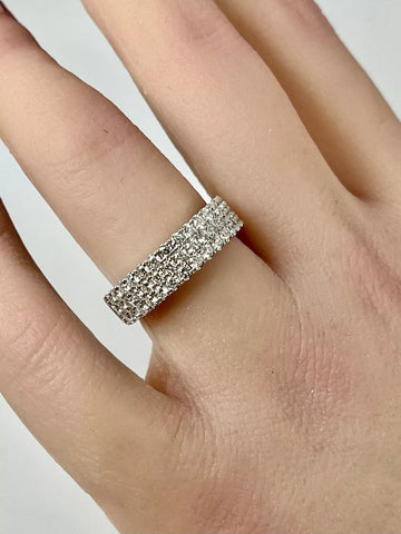Wide Pave Estate 14k White Gold 1.10 ct Natural Diamond Band Ring G VS Size 6.5